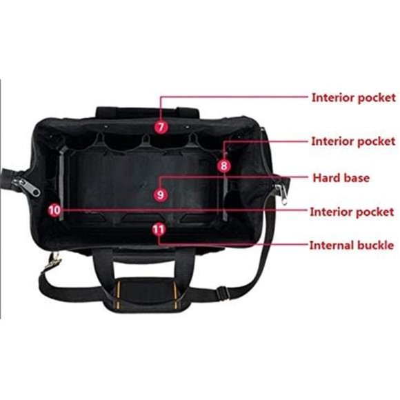 16" Wide Mouth Tool Bag with Shoulder Strap Portable Waterproof Tool Organizer - Picture 3 of 6